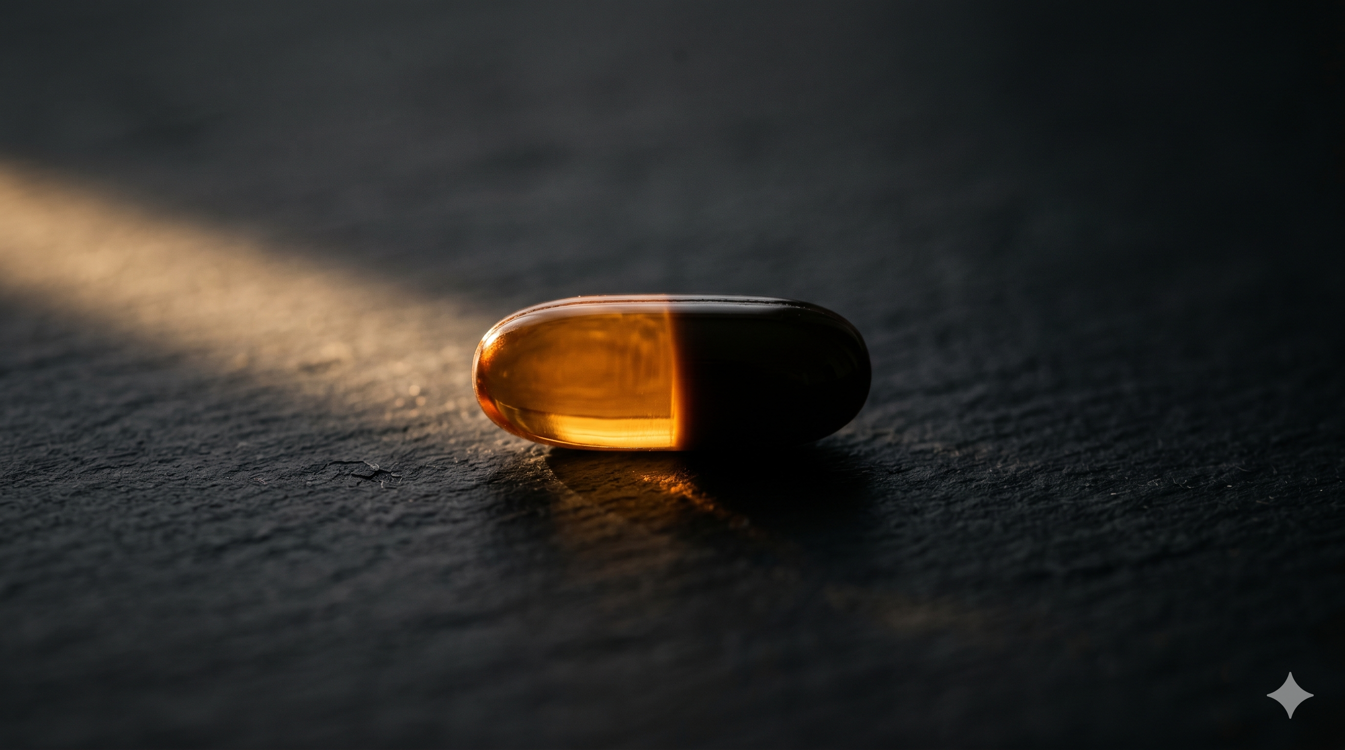 Cápsula de isoflavona sobre superfície escura, menopausa e suplementação